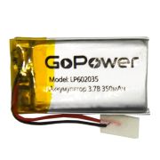 Аккумулятор Li-Pol LP602035 PK1 3.7V 350mAh  (толщ.6,0мм, шир.20мм, дл.35мм) «GoPower»