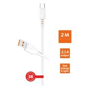 USB кабель шт.USB (A) - шт.Type-C 2м, 2,1A, белый GP01T-2M «GoPower»