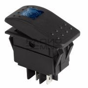 Переключатель клавишный с подсветкой RK1-06N on-off, 4 контакта,12V 35A (синий индикатор)
