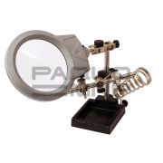 Зажим для пайки «Третья рука» 2 зажима, чугун, лупа 90 мм, подставка паяльника, LED подсветка «Rexant»