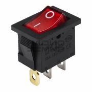 Переключатель клавишный с подсветкой Mini, RWB-206-1 on-off, 3 контакта 15А, 24В (красный)